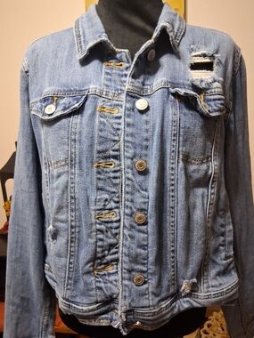 Mossimo Supply Co. Light Blue Distressed Denim Jacket